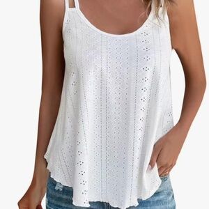3-Womens Tank Tops Casual Flowy Eyelet Spaghetti Strap